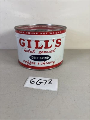 RARE Vintage Gills Hotel Special Coffee & Chicory Coffee Tin Can unopened 6G78 - Image 1 of 4