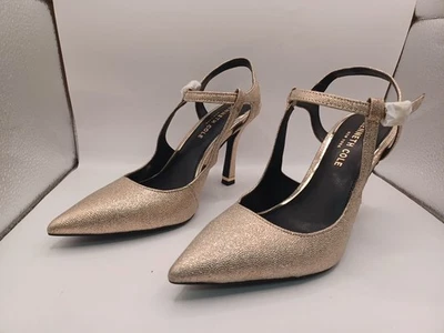 NUEVO Kenneth Cole Mujer Romi Tobillo Eslinga Trasera Dorado 3.5" Bomba Talla 6M EE. UU. Foto 1 de 4