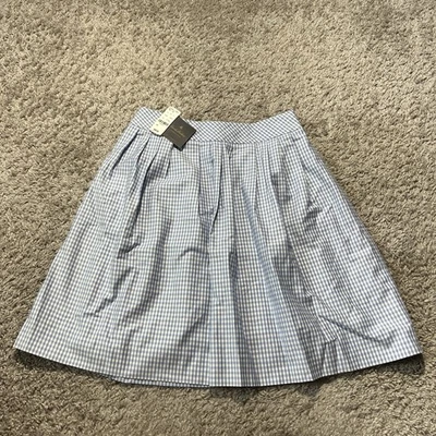 NWT Brooks Brothers Blue White Plaid Cotton Skirt Gingham 4P Supima 27” Waist - Image 1 of 4