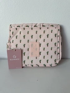 Elifeacc Travel Hanging Toiletry Waterproof Bag Folding Portable Pink Cactus - Picture 1 of 5