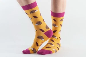 Doris And Dude Socks Size 3-7 Gold With Hedgehogs. Organic Cotton/Bamboo (1623) - Picture 1 of 2