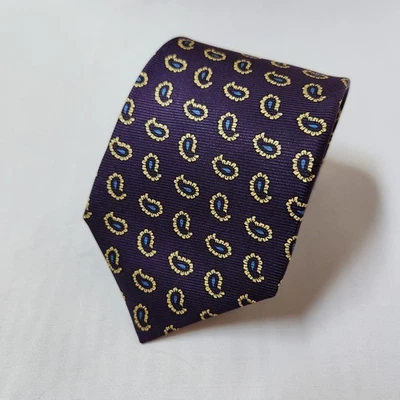 DANIEL CREMIEUX Mens Tie Rich Purple Paisley Repp 100% Silk Made in USA ECU - Image 1 of 4