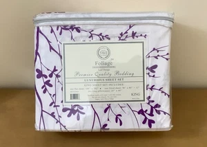 New Hotel 5th Ave Leaf Design Premier Deep Pocket Luxurious King Sheet Set White - Picture 1 of 3