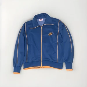 Vintage 70s Retro Nike Track Jacket Men Large White Tag Taiwan Zip Blue Yellow - Picture 1 of 12
