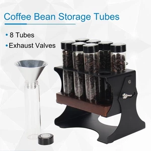 Tubos de almacenamiento de granos de café de dosis única 8 tubos con válvulas de escape ajustables en ángulo - Imagen 1 de 16