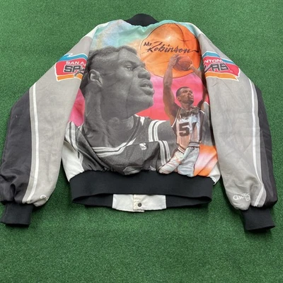 Jaqueta Masculina Vintage David Robinson Spurs M Branca 90S Fanimation Linha de Giz Casaco - Imagem 1 de 4