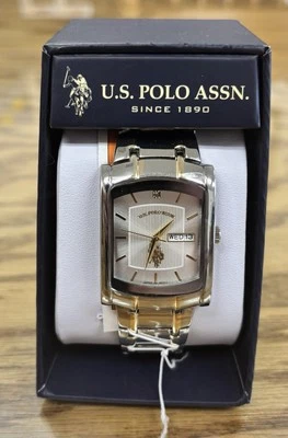U.S. Polo Assn.  Analog Watch in Gold and Silver with Tank Design USC80691WM - Image 1 of 4