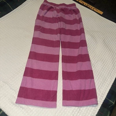 LL Kids by LL Bean Pajama PJ Pants Bottom Girls Sz 10 12  PINK STRIPE Fleece EUC - Image 1 of 4