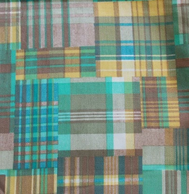 1.2yd Vintage Madras Cheater Patchwork Cotton Twill Manes Fabric Baby Tote Decor - Image 1 of 3