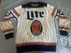 Mens Lite Beer Xmas Sweater Size Medium Pullover Super Soft Winter Theme EUC - Picture 1 of 7