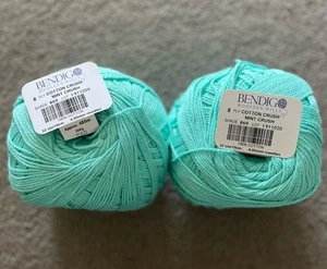 2 Mint Crush Green Yarn Balls Bendigo Woollen Mills Cotton 8ply Knitting Crochet - Picture 1 of 3