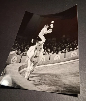 1980c DDR presse foto 18x13 JONGLEUR ZU PFERD CESKOLOVENSKE CIRKUS circus photo - Bild 1 von 2