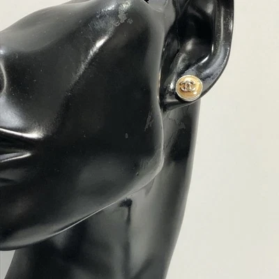 CHANEL Vintage Ohrringe Coco Logo rund klein versilbert 00T - Bild 1 von 4