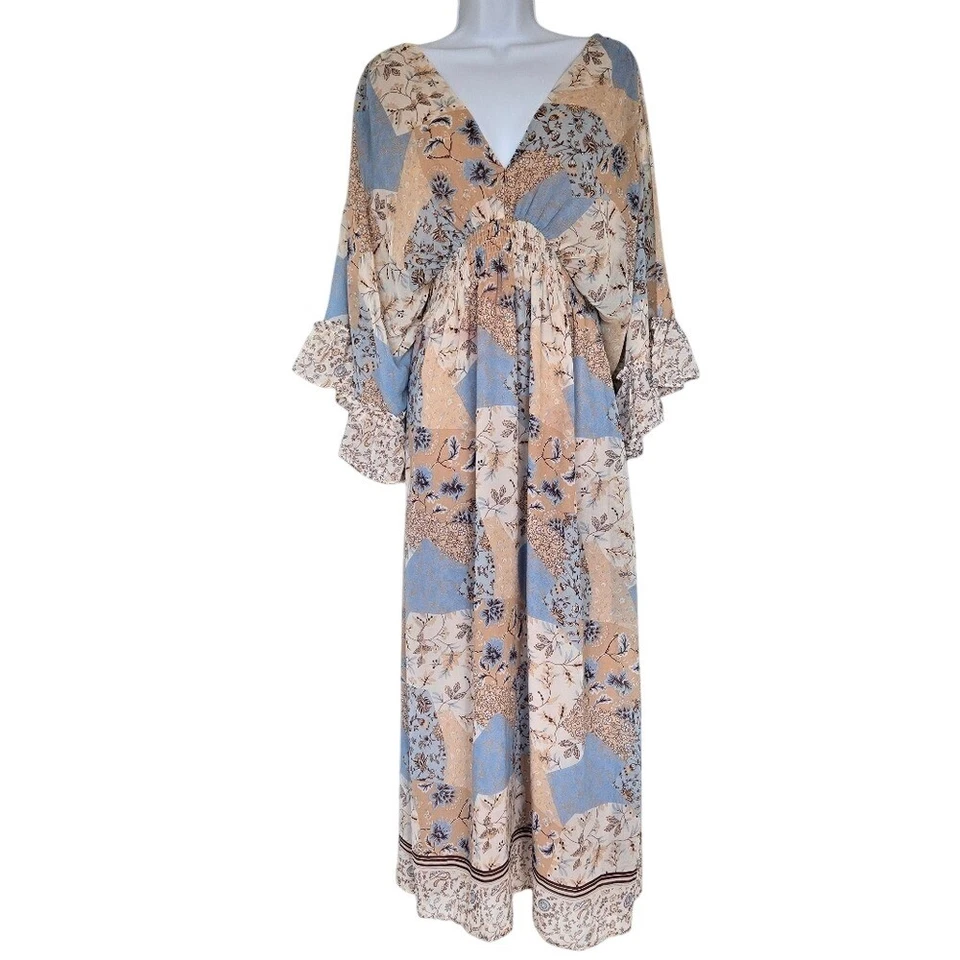 Dress Forum Floral Patchwork Boho Maxi Dress Size S Flowy Romantic Fall Festival - Image 1 of 4