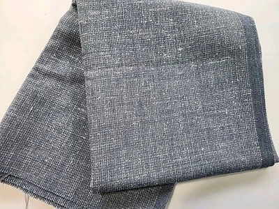 1yds X 60"w Vtg Blue Cotton Wool? Blend Slub Textured Sewing Upholstery Fabric - Image 1 of 4