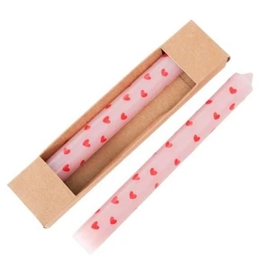 Boltze Stabkerze (2er Set., rosa/rot, 20 cm, Wachs, mit Herzen) - Bild 1 von 1