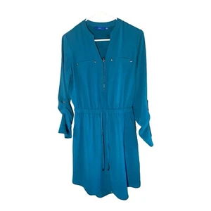 Apt 9 türkisfarbenes Kleid Größe S leicht mittellang Arbeit Freizeit Kordelzug Reißverschluss - Bild 1 von 4