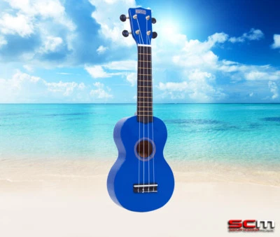 MAHALO Rainbow Series Soprano Ukulele MR1-BU BLUE Finish Aquila Strings Gig Bag - Image 1 of 3