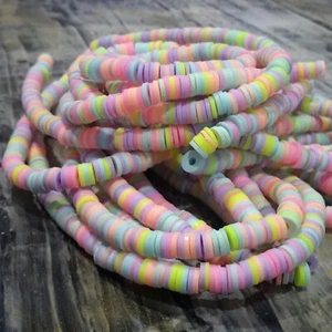 Hmade Polymer Clay Heishi Bead, Pastel Mix, 6x1mm Approx 400 pcs Free post Oz - Picture 1 of 3