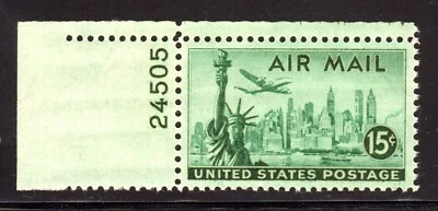 1947 US #C35  Airmail ~ Plate # Single ~ MNH ~ Graded XF-91! - Image 1 of 4