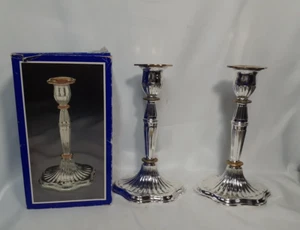 Vtg Touch of Gold Timeless Treasures Silver Gold Plated Candlesticks 8" England, - Picture 1 of 9