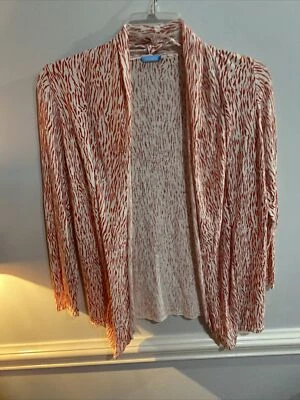 Suéter cardigã feminino j mclaughlin XSmall laranja estampado frente aberta - Imagem 1 de 3