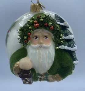 HALLMARK KEEPSAKE ORNAMENT EVERGREEN FATHER CHRISTMAS 2016 BLOWN GLASS Poland - Picture 1 of 9