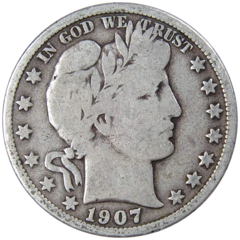 1907 D Barber Half Dollar VG Very Good 90% Silver 50c US Type Coin Collectible Cover