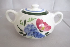 Vintage Stangl Pottery Hand Painted Fruit & Flowers Lidded Sugar Bowl - Picture 1 of 5