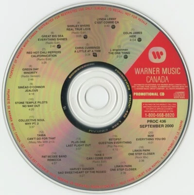 Warner Music Canada Promotional CD September 2000 (Vol. 436) (Canadian Radio CD) - Image 1 of 2