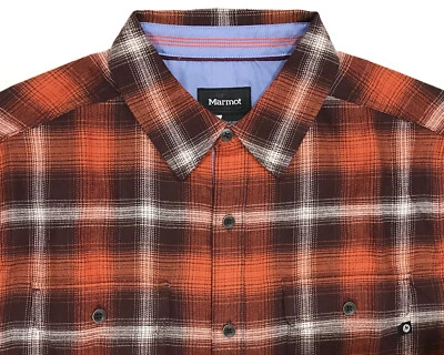 Men's MARMOT Orange Plaid Jasper Flannel Cotton + Shirt UPF30 XXL NWT NEW - Image 1 of 4