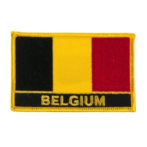 BELGIEN FLAGGE BESTICKT PATCH MIT NAMEN - AUFBÜGELN - NEU 2,5 x 3,5" - Bild 1 von 1