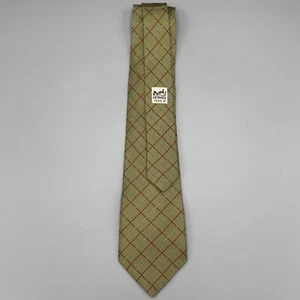 Hermes "Verde rombi" cravatta seta uomo 7727 OA Francia 1990 ca - Foto 1 di 3