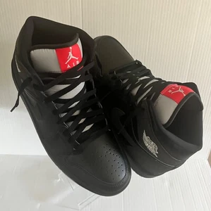 Men's Nike Air Jordan 1 Low Black Med - Classic Black Sneakers Size 11.5 - Picture 1 of 5