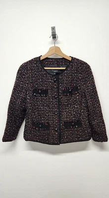 Traje chaqueta/ablazer Talbots para mujer tweed/textura gordita negro/multicolor, talla 12P Foto 1 de 4