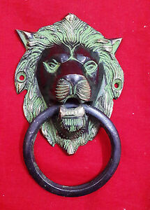 Lion Face Door Knocker Brass Tiger Head door Bell Wildcat Theme Ring BM22