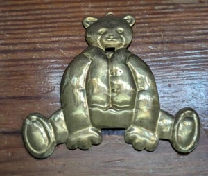 Vintage DEPT 56 Messing Weihnachten Urlaub sitzender Bär mit Etikett - Bild 1 von 4
