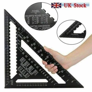 7"/12" Roofing Speed Square Aluminium Rafter Angle Measuring Triangle Guide UK - Picture 1 of 14