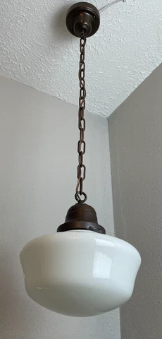 pair of 1930-40s School house Pendant Fixtures Cover