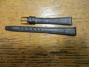 NOS Vintage 12 MM Dark Brown Leather Watchband LeJour Stock - Picture 1 of 2