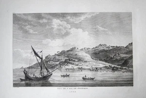 1782 Griechenland Greece Patmos Kupferstich-Ansicht Decquevauvillier Hilair - Bild 1 von 1