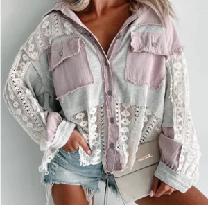 POL Lilac And Dusty Grey With White Lace - Picture 1 of 5