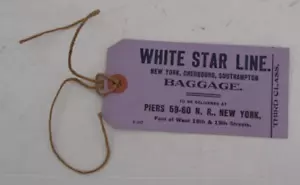 WHITE STAR Baggage Tag, Third Class, Circa 1920s-1930s - Picture 1 of 2