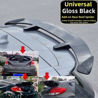 UNIVERSAL FITS 2012-2017 HYUNDAI VELOSTER GLOSSY BLACK REAR WINDOW ROOF SPOILER - Image 1 of 4