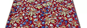 SCALAMANDRE MILLEFLEUR VELVET RUBY COBALT FLORAL EXCLUSIVE FABRIC 31" LONG 52"W - Picture 1 of 6