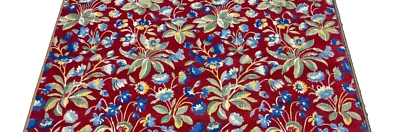 SCALAMANDRE MILLEFLEUR VELVET RUBY COBALT FLORAL EXCLUSIVE FABRIC 31" LONG 52"W - Image 1 of 4
