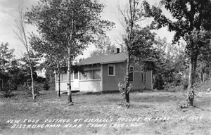 Postcard WI: RPPC Cozy Cottage, Ziebell's Resort, Lake Sissabagama, Wisc. 1946 - Picture 1 of 2