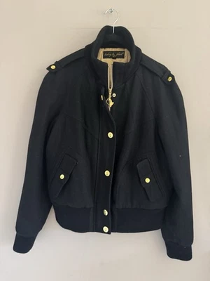 Vintage 90s Y2k Baby Phat Crop Fit Wool Bomber Black  Jacket Women’s Large - Image 1 of 4