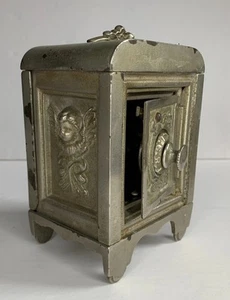 Antique 1911 Kenton Cast Iron "Angel" Nickel Plated Combination Dial Bank - Picture 1 of 12