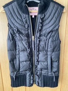 Juicy Couture Vintage Y2K Black Puffer Vest w Ruffle Details Down Filled Size M - Picture 1 of 15